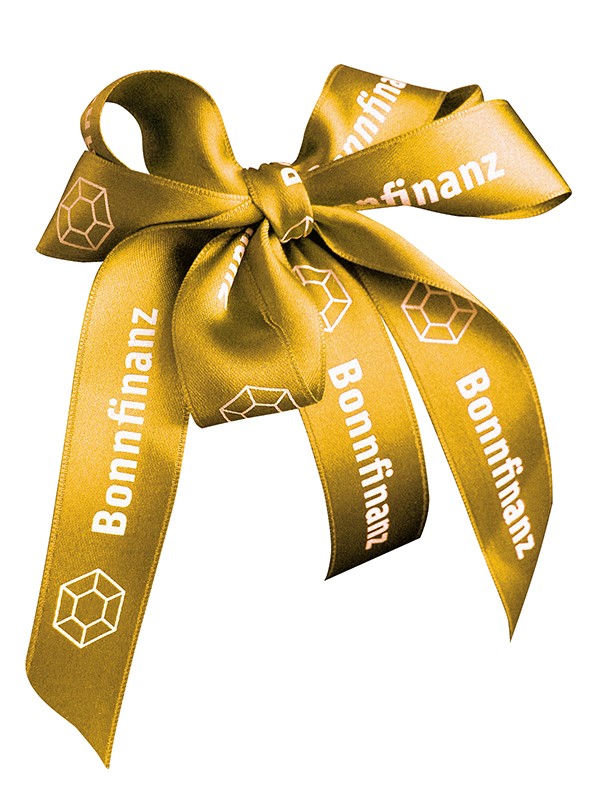 Geschenkband mit Reliefdruck Doppelsatin 1-farbig bedruckt