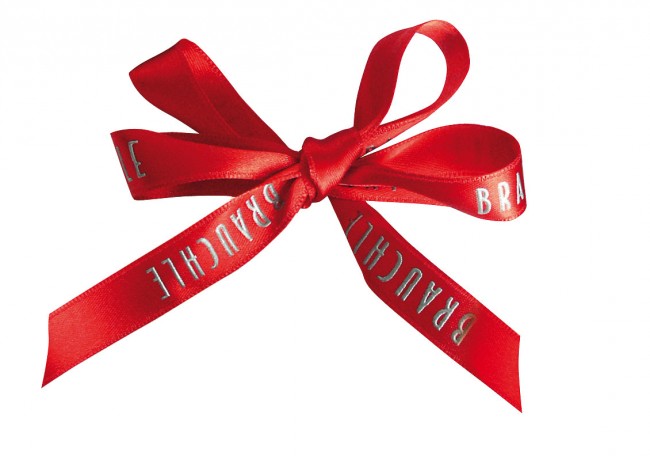 Geschenkband mit Reliefdruck Doppelsatin 1-farbig bedruckt